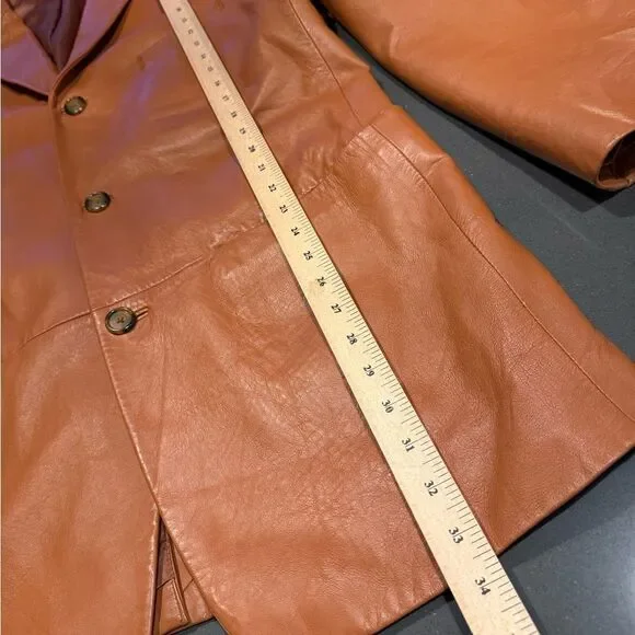 Vintage Macy’s men storeAlfani Men's lamb skin tan Leather Jacket L42